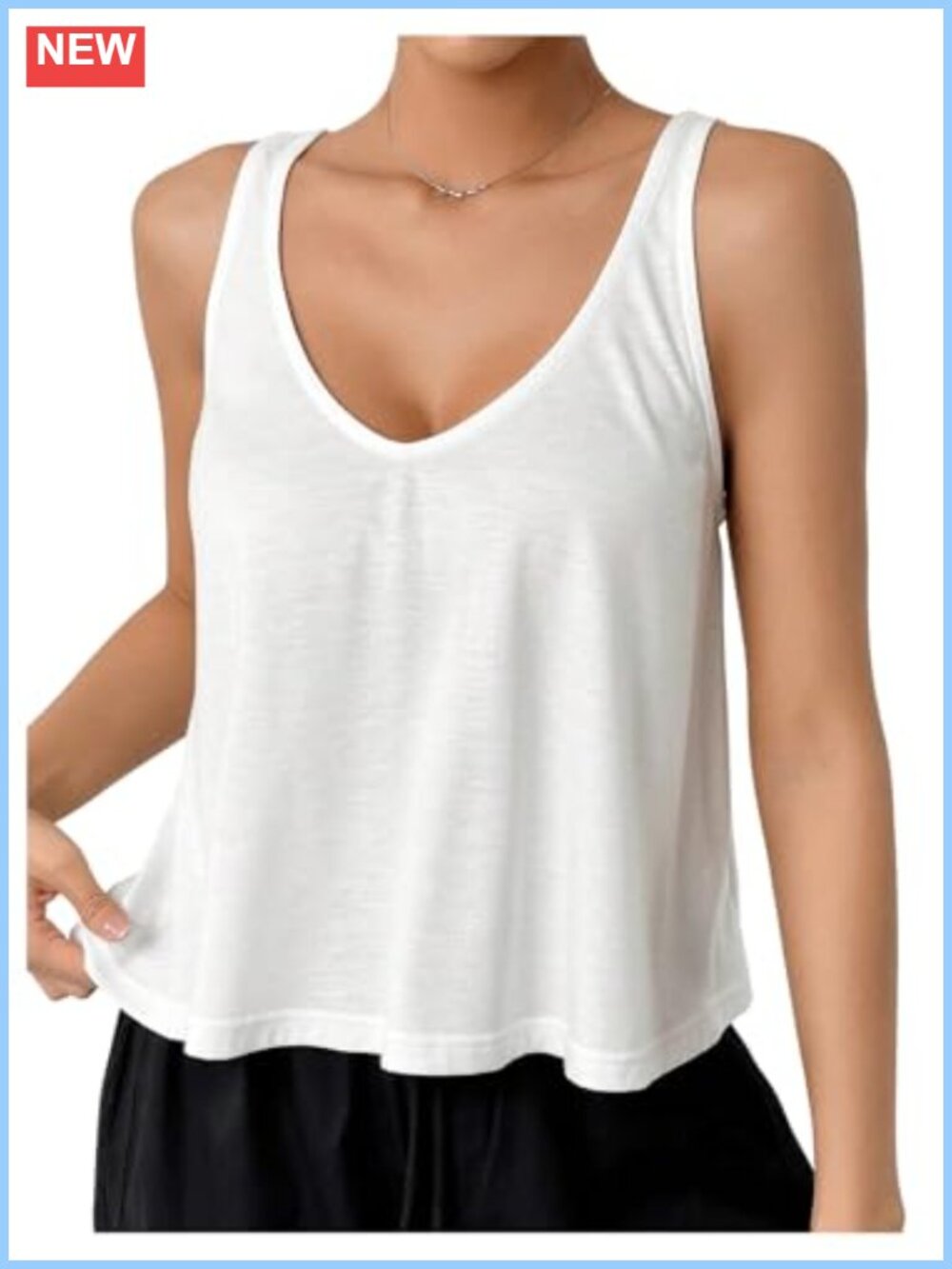 Flowy Loose Fit V Neck Sleeveless Backless Crop Tank Top Summer Casual